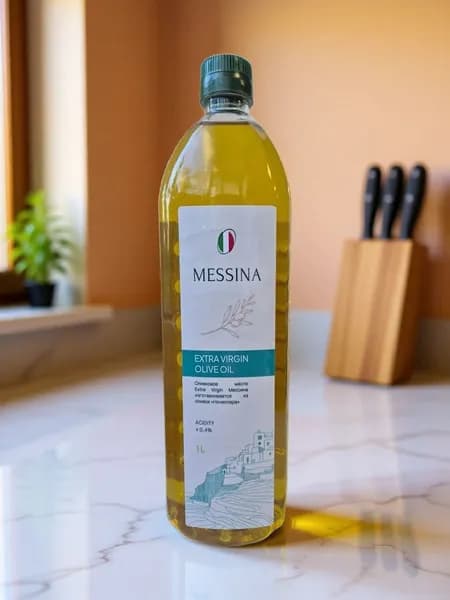 Оливковое масло нерафинированное Messina Extra Virgin для салата, Италия, 1 л (высшего качества холодного отжима)