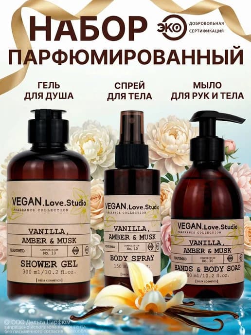Набор для ухода за телом Vanilla, Amber, Musk