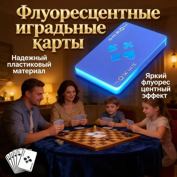 Люминесцентные лазерные персонализированные флуоресцентные игральные карты 1 пара из 54 листов