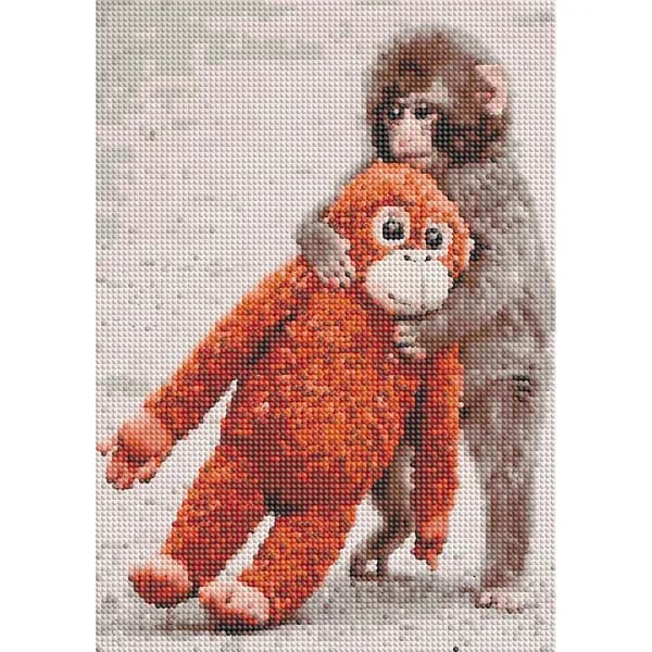 Диамантная вышивка Punch Monkey Маленькая обезьянка , 30 40 см, 5D, без рамки