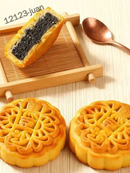 Ароматные лунные пряники с натуральной начинкой из чёрной фасоли 3уп