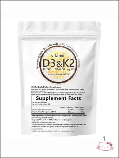 Эксклюзивные мягкие капсулы 300 шт с 10000 МЕ D3 и 200 мкг K2
