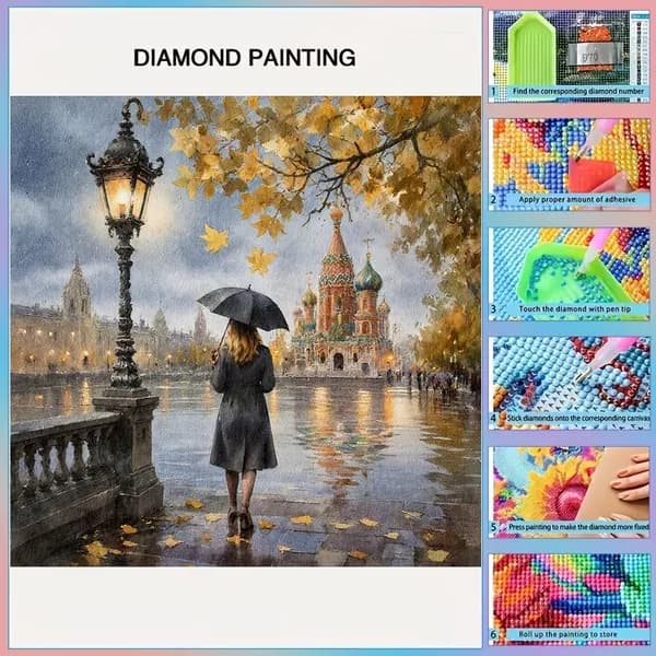 1 комплект DIY 5D-Алмазная мозаика без подрамника 20x20cm