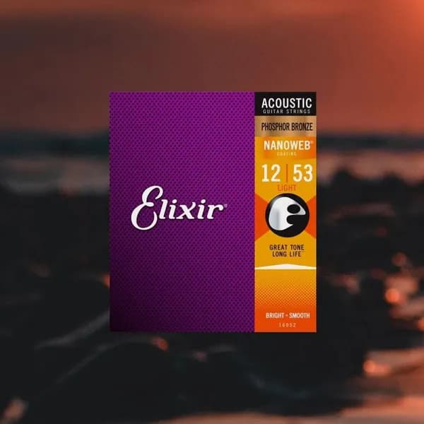Струны для акустической гитары Elixir 16052 Nanoweb Люминофор медный,012-053