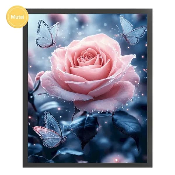 Крестиковый набор Pink Rose Butterflies, канва хлопок 11CT, 40 50 см