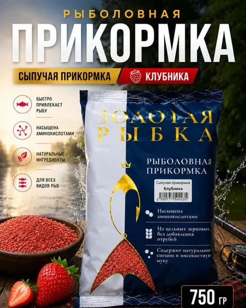 Сыпучая прикормка со вкусом клубники