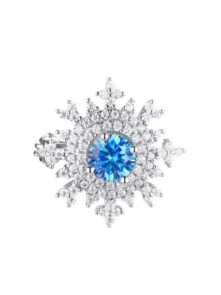 Брошь женская серебро 925 пробы с фианитами, снежинка, Fresh Jewelry