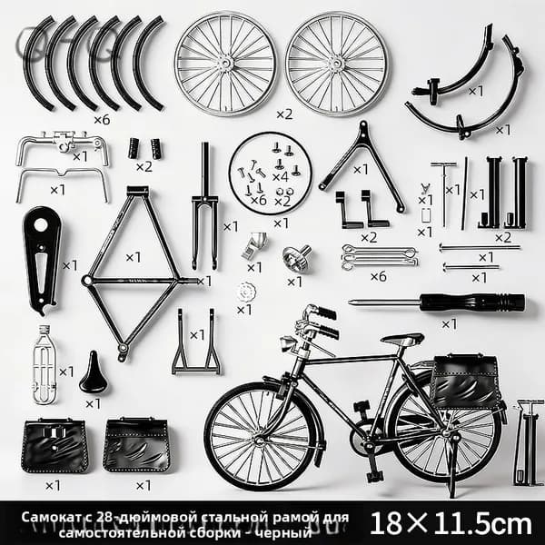 Старинный велосипед 3D-модель для сборки своими руками. Винтажный DIY-конструктор. Подарок для мужчин, детей, ко