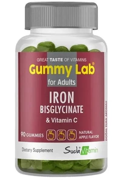 Gummy Lab Железо Бисглицинат и Витамин C 90 Жевательных Таблеток с Вкусом Яблока