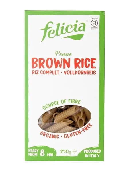 Макароны Felicia перья из бурого риса без глютена, 250г