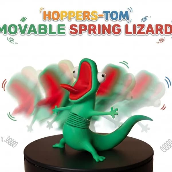 Пружинная игрушка-ящерица HOPPERS-TOM, зеленая с красным языком, 3D-печать, для декора и развлечения