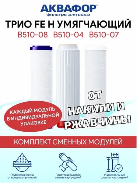 Трио Fe H для ржавой и жесткой воды B510-08 B510-04 B510-07