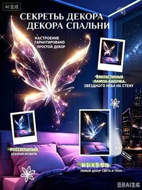 Светодиодные фонари звездного неба с тремя бабочками-бабочками