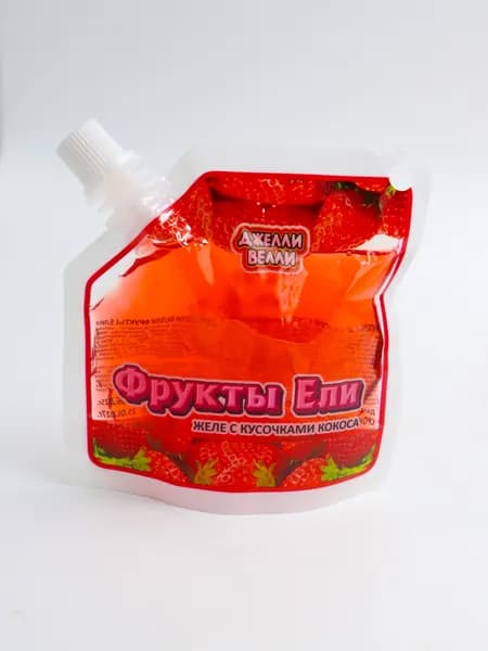 Фруктовое желе с кусочками кокоса вкус клубники 95 гр - 3 шт