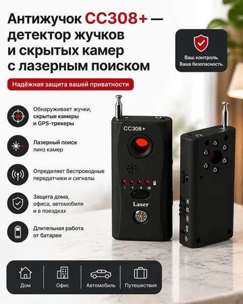 Антижучок CC308+ детектор жучков и скрытых камер с лазерным поиском