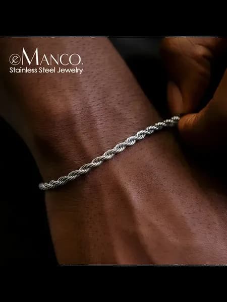 Серебряный витой браслет eManco из нержавеющей стали YS44660