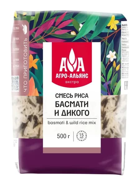 Смесь Басмати и дикого риса Агро-Альянс 500г
