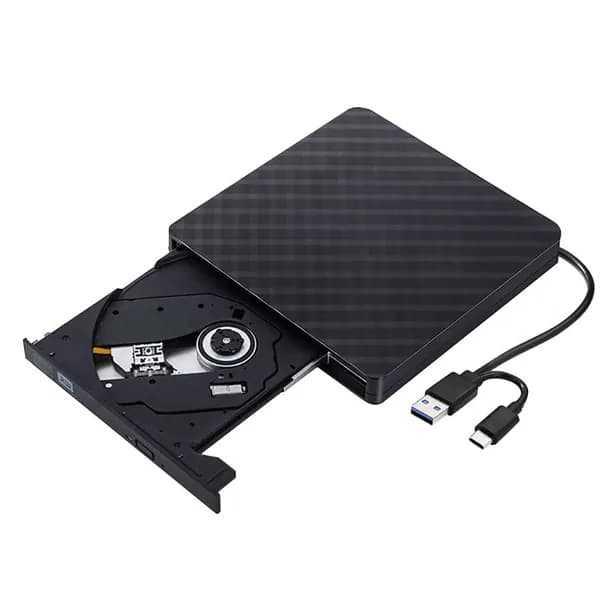 (1 шт.) Внешний USB DVD-привод для записи, два интерфейса, черный