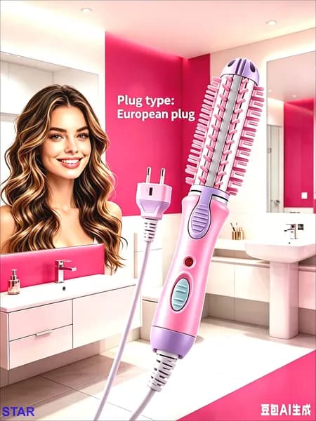 ACDANC Мини утюжок для волос с вращающейся щеткой, керамическое покрытие, электрическая расческа для укладки коротких волос.