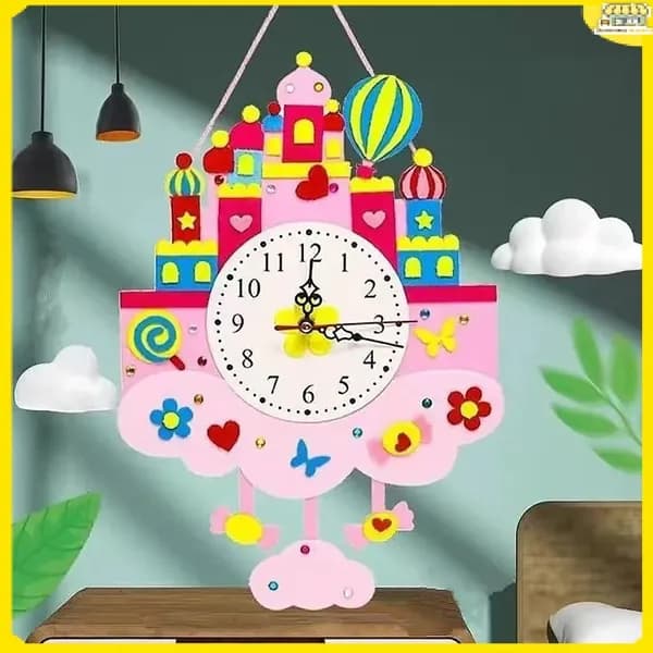 Эксклюзивный детский комплект для изучения времени, включающий циферблат и тканевые элементы, предназначен для создания часов своими руками