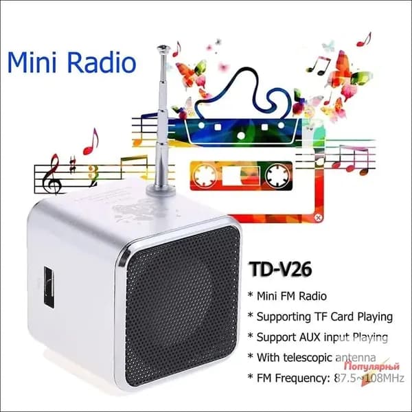TD-V26 Мини FM-радио, Bluetooth-совместимое, портативные колонки, поддержка TF Card