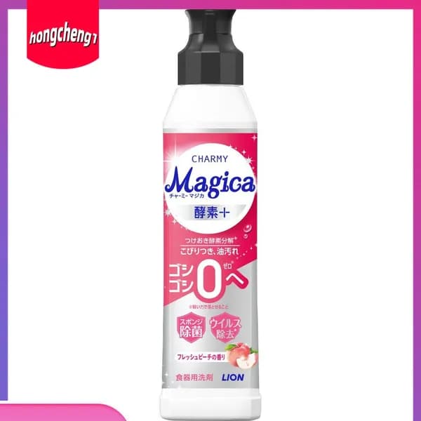 LION Средство для мытья посуды Charmy Magica Enzyme+ аромат персика, 220 мл бутылка с дозатором