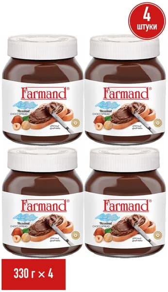Паста Farmand ореховая с добавлением какао 330 г, набор: 4 штуки