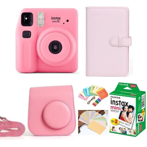 Набор макси: фотоаппарат мгновенной печати Instax Mini SE Blossom Pink, картриджи и аксессуары