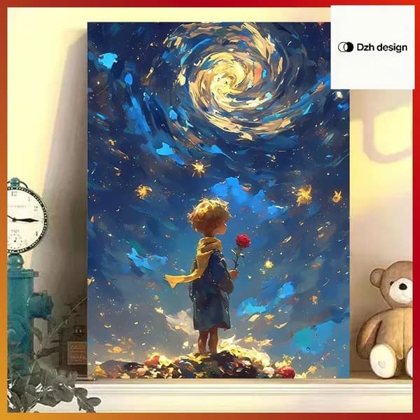 Картина по номерам "Маленький принц и роза" 30x40 см
