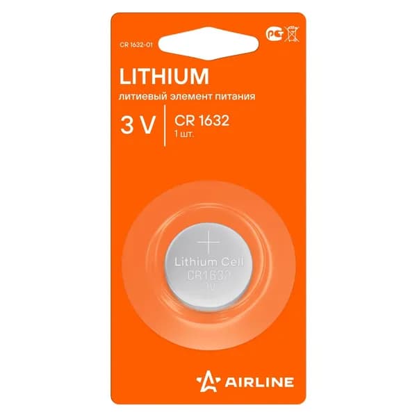 Батарейка литиевая AIRLINE Lithium CR1632 3V 1 шт CR1632-01