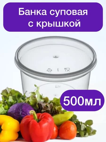 Контейнер из пищевого пластика с крышкой для горячих и холодных блюд 500мл