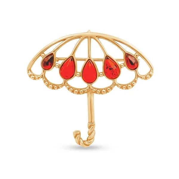 Брошь с янтарем серебро 925 пробы 585GOLD