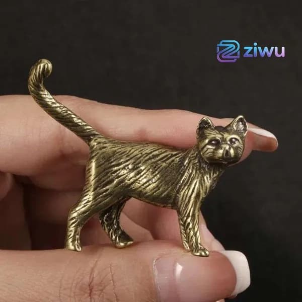 Статуэтка котёнка винтажная из латуни для декора интерьера