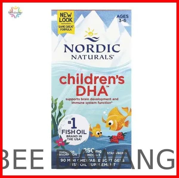Nordic Naturals, ДГК (докозагексаеновая кислота), Омега-3, Для детей 3-6 лет, Клубника, 250 мг, 90 желатиновых мини-капсул