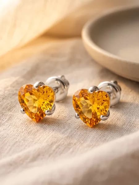 Серьги пусеты сердечки с фианитами серебро 925