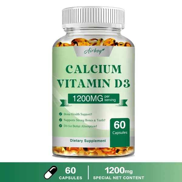Биологически активная добавка Airboy Calcium Plus Vitamin D3 разработана для поддержания здоровья костей и зубов, а также для улучшения усвоения кальция за счет добавления витамина D3.