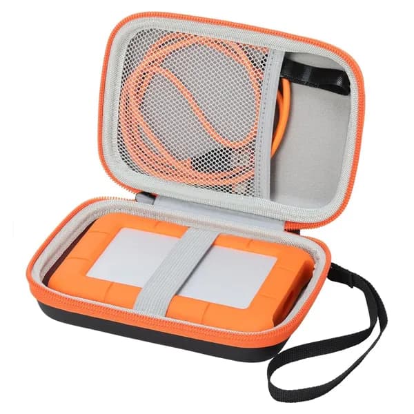 Чехол для внешнего жёсткого диска LaCie Rugged Mini, PU + EVA, чёрный с оранжевым