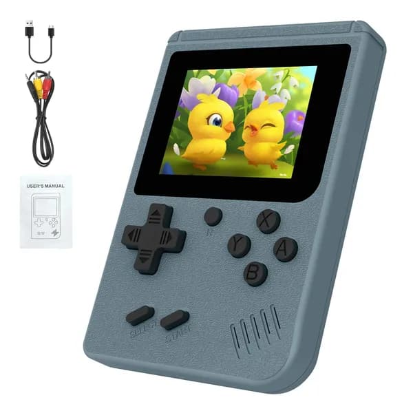 Игровая портативная консоль SUP Retro 400 в 1, ретро приставка Денди 8 бит с выводом на ТВ, улучшенная версия 2026, серый