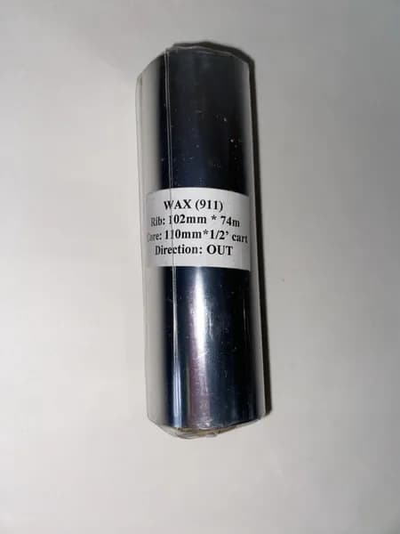 Риббон 102мм х 74м Черный WAX Воск, 0,5"/110, OUT, 1 рулон