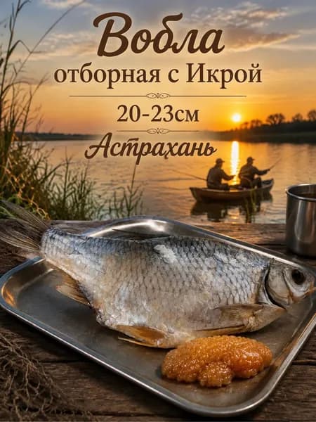 Вяленая Вобла с икрой отборная 20-23 см 1шт