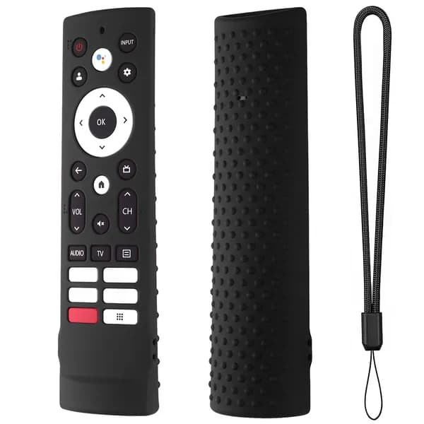 Силиконовый чехол для пульта Hisense ERF3V90H с фиксирующей петлёй, защита от падений и скольжения, чёрный