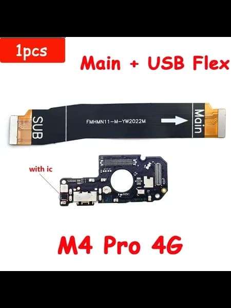 Гибкий кабель Main + USB для Xiaomi Poco M4 Pro 4G