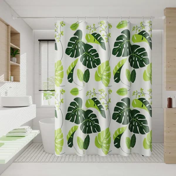 IKEA Штора для ванной 200x120 см белый, зеленый