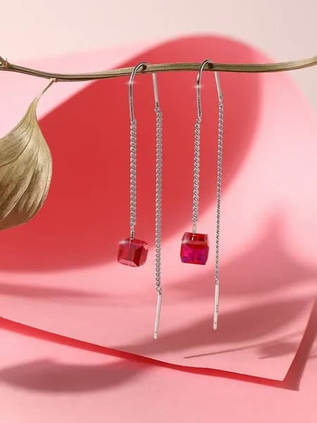 Серьги протяжки кубики серебро 925 пробы