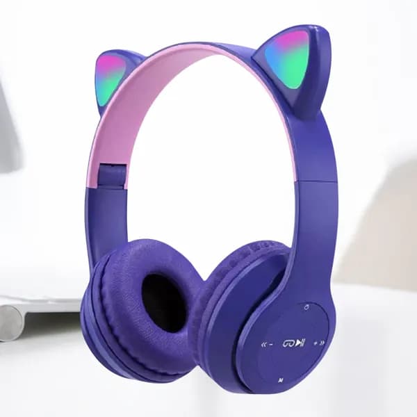 наушники с подсветкой P47M, фиолетовые, Bluetooth 5.0, 8 часов воспроизведения
