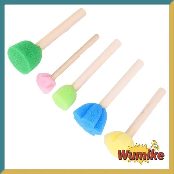 Mini DIY Painting Sponge, Удобный деревянный ручка и впитывающая губка для творчества на детских вечеринках