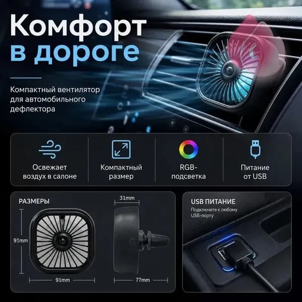 Вентилятор автомобильный, 2.5 Вт