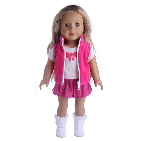 Комплект одежды для куклы American Girl: джинсы + футболка + юбка (тройка).