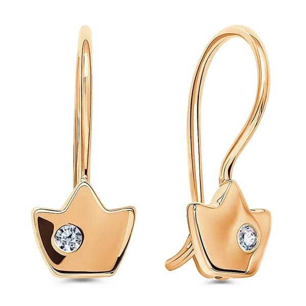 Серьги детские с фианитами из красного золота 585 пробы 585GOLD