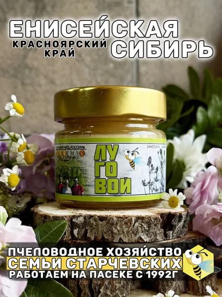 Мед с дикоросов Сибири, Заливные луга, урожай 2025, 140 грамм